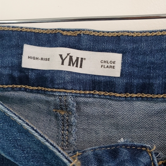 High Rise Chloe Flare Jeans, Stretchy, Blue Denim, Size 20, By YMI. - Picture 3 of 3